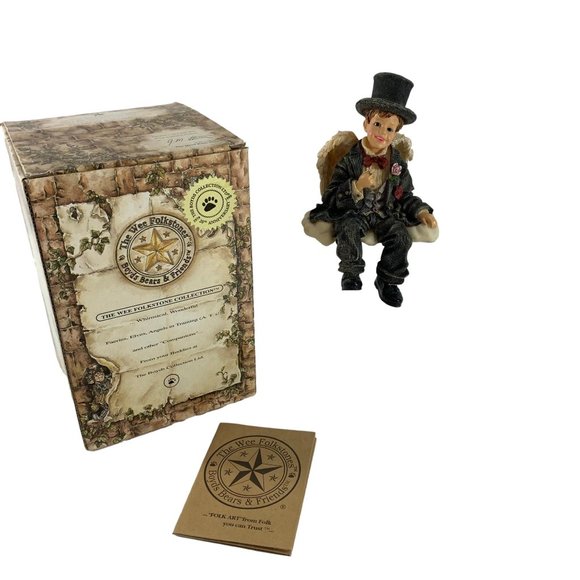 Boyds Bears Wee Folkstone Tuxworth J Angelman Top Hat Angel Shelf Sitter - Picture 7 of 7